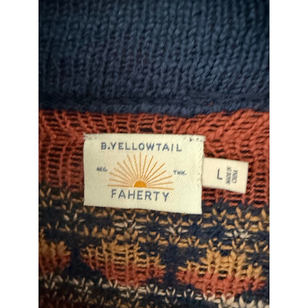 Faherty x B. Yellowtail Lodge Aztec Print Shall Collar Cardigan Wolf Mountain L - Picture 6 of 6